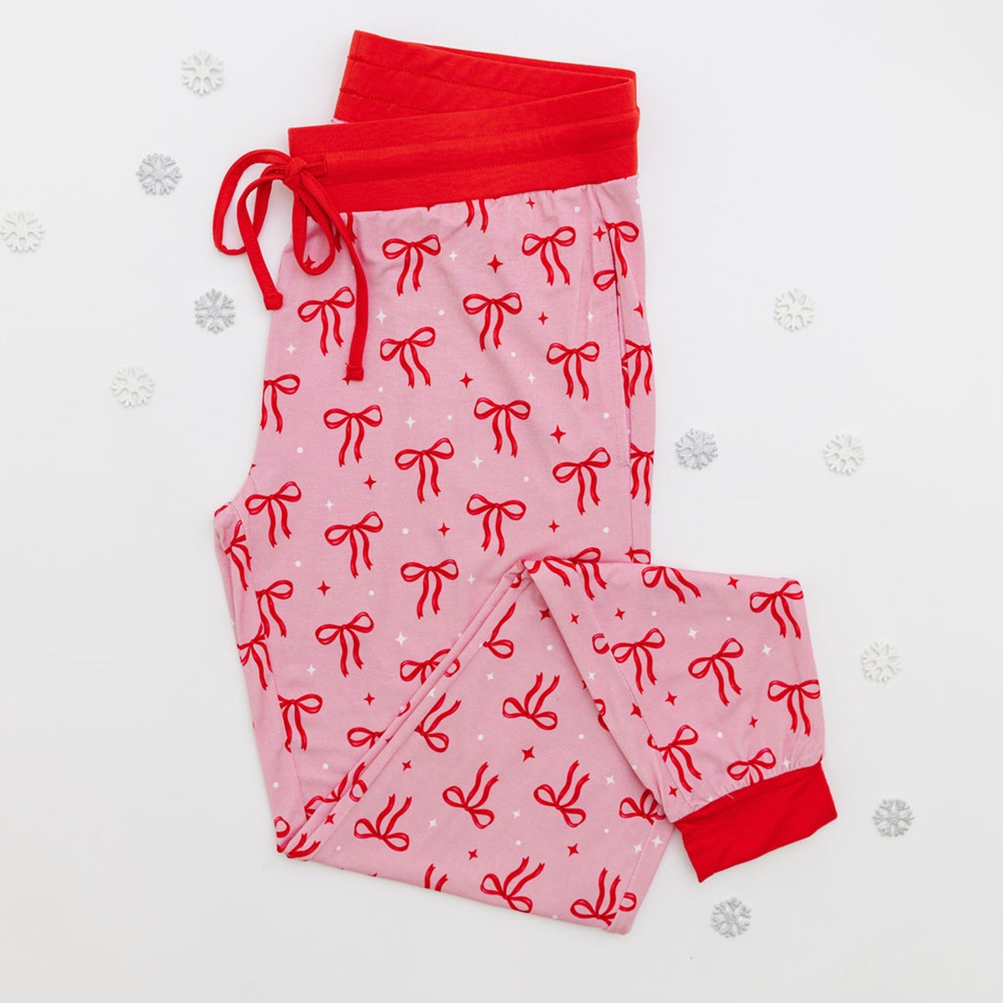 Røde sløyfer pyjamasbukse dame